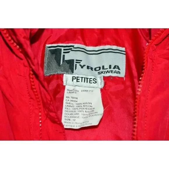 Tyrolia Snowsuit One Piece Womens Petite Size 12 Solid Red Vintage 1980s Era Ski - Picture 5 of 6